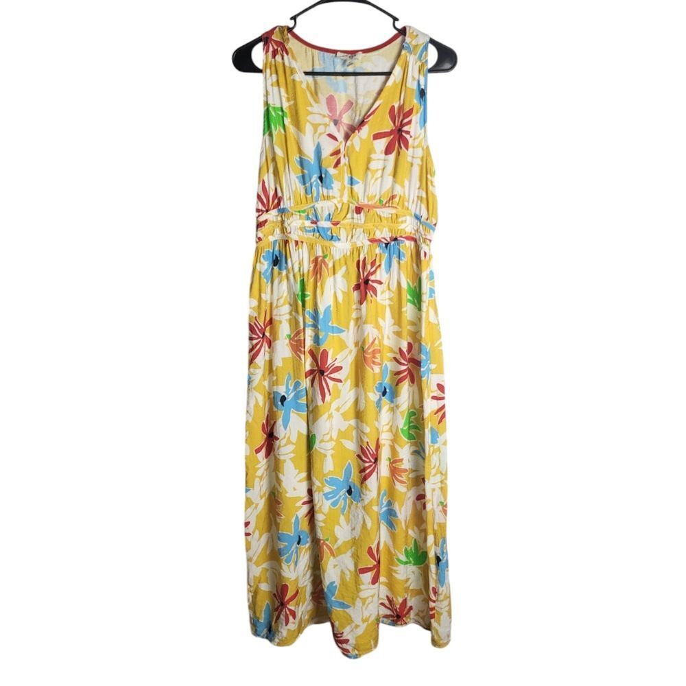 Umgee Floral Boho Empire Waist Vneck Midi Dress Small